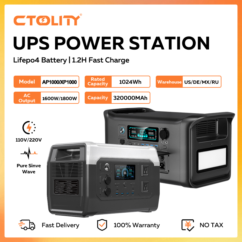 Lifepo4 Battery Pack - CTOLITY 1800W Stasiun Daya Portabel 1024Wh