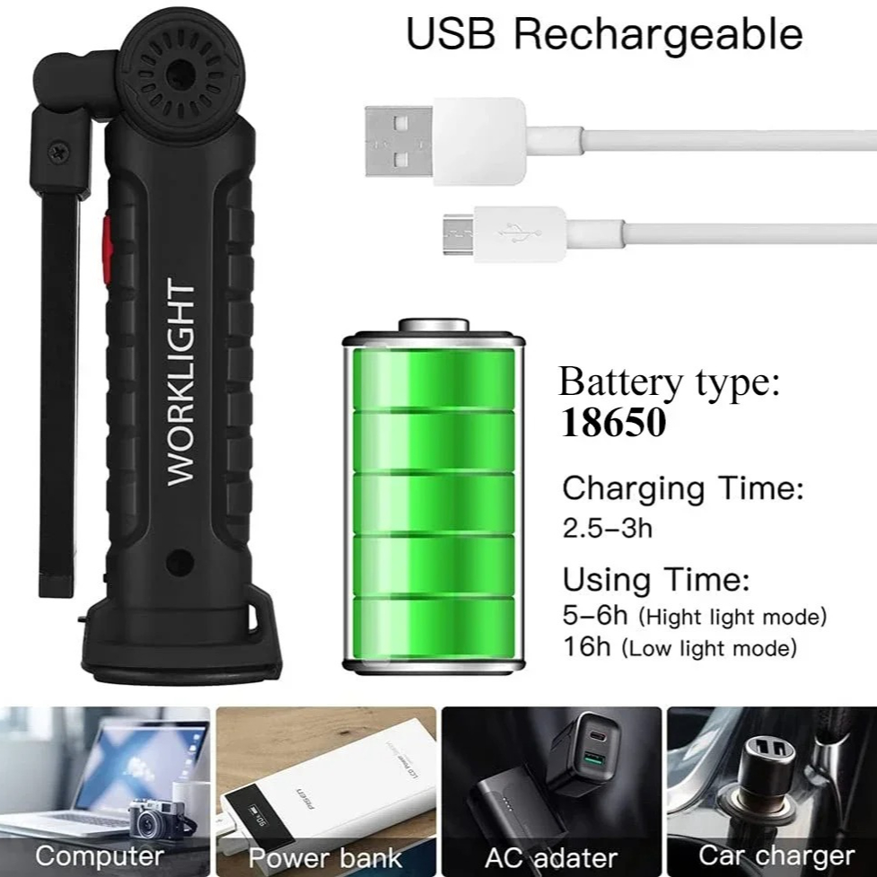 Senter LED COB Portabel Lampu  - Renewable Energy Battery ulasan dan harga